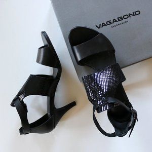 Vagabond Black Leather Heels with Ankle Strap Abbey Size 38 / US 8